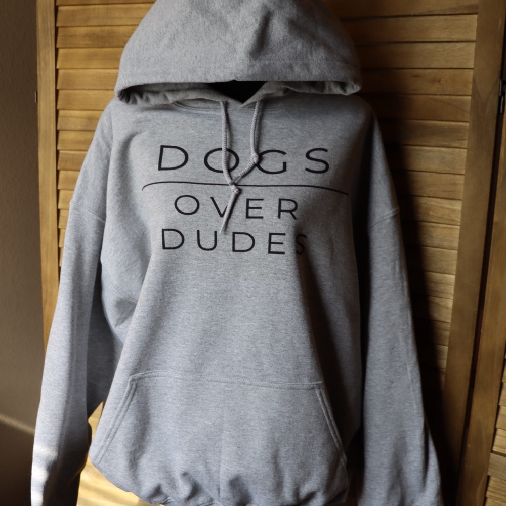 Unisex Gray Dogs Over Dudes Hoodie